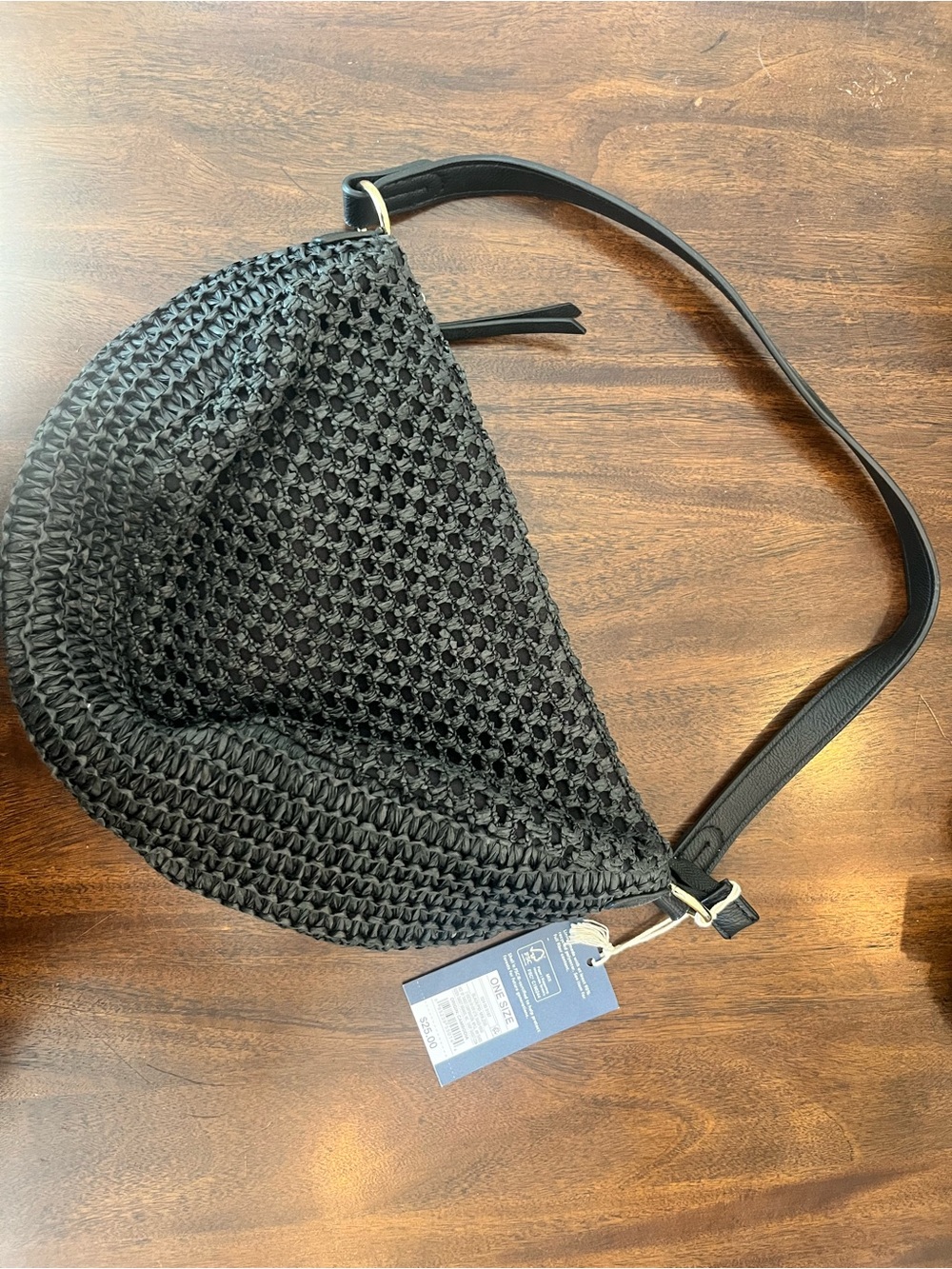 Universal Thread Black Woven Crescent Shoulder Bag - Picture 4 of 9